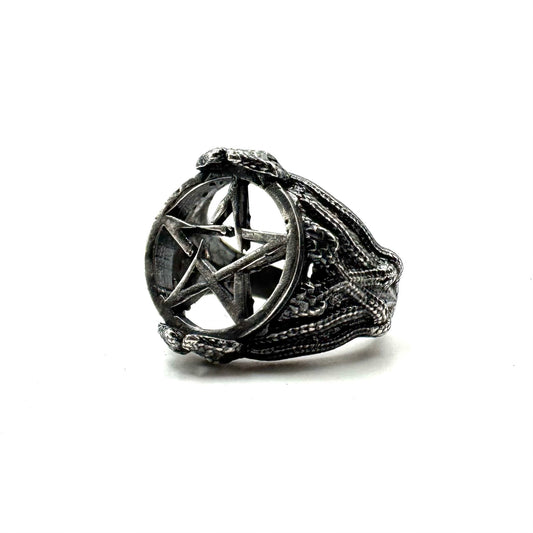 Medusa Pentacle Ring in Sterling Silver