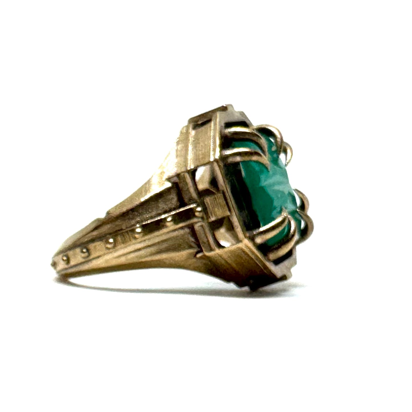 Citadel Ring With Uranium Glass in Bronze