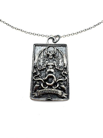 The Devil Lilith Tarot Card Pendant in Sterling Silver
