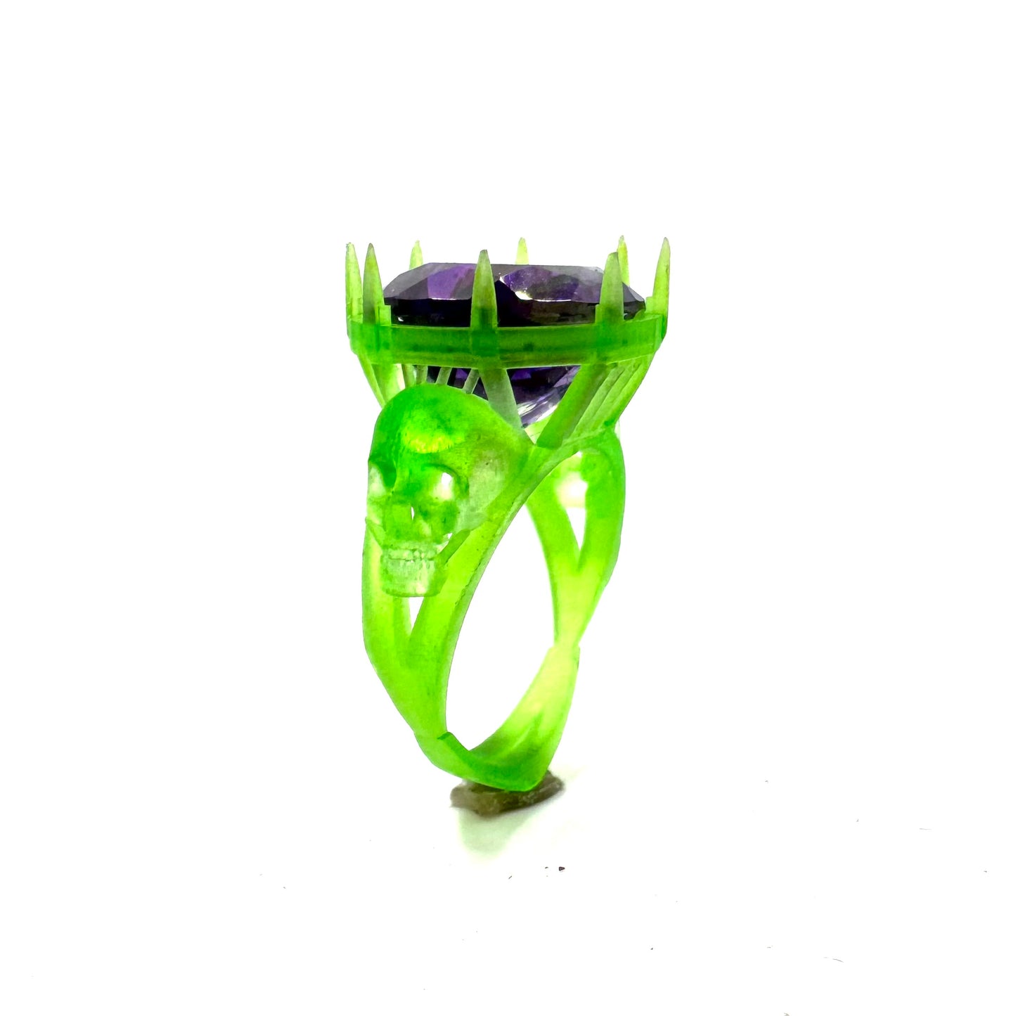 TO BE CAST - Skull Cathedral Ring With Amethyst In sterling Silver