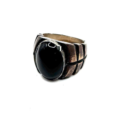 Bharat Ring With Onyx in Bronze