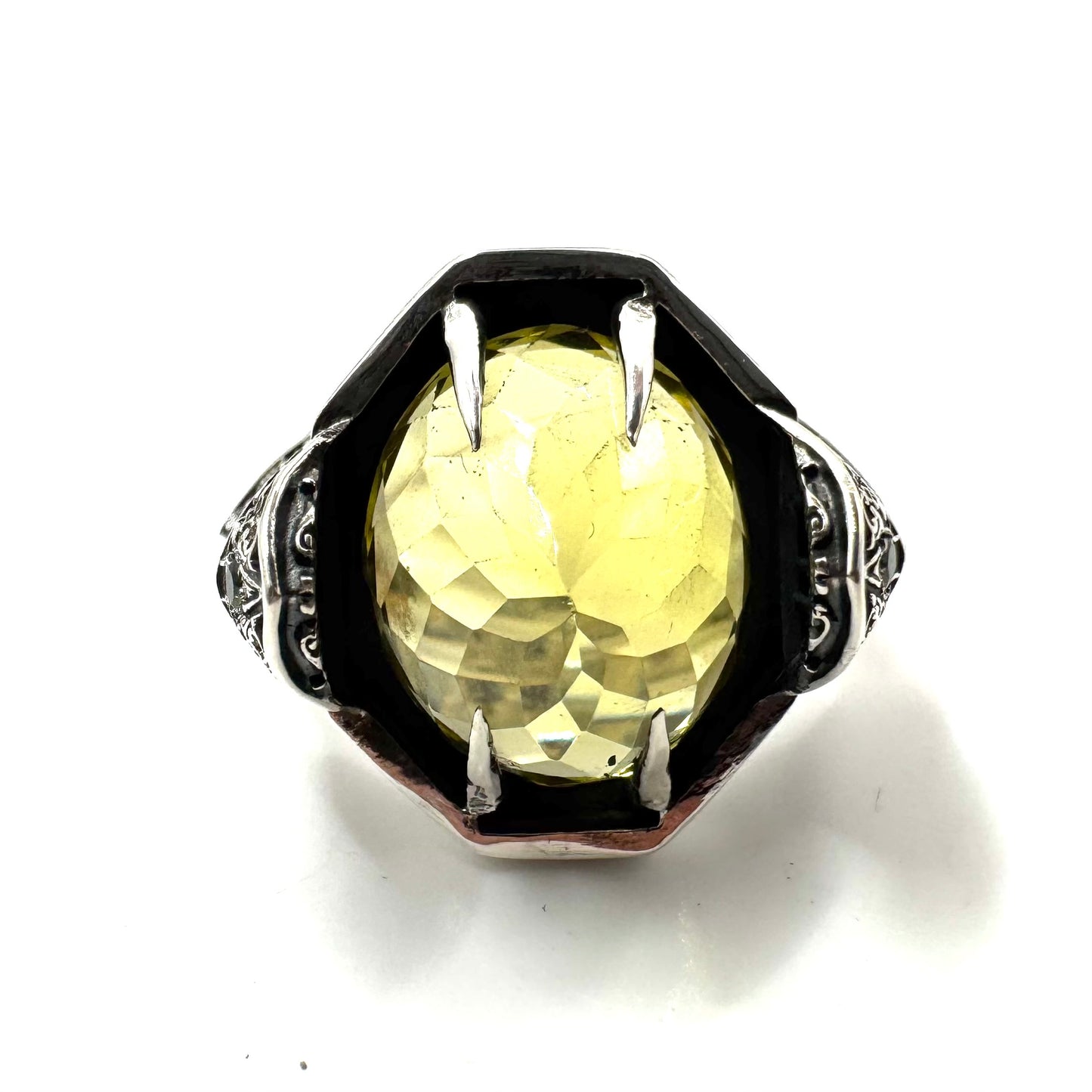 Green Knight Ring With Lemon Quartz and Tsavorite Garnet