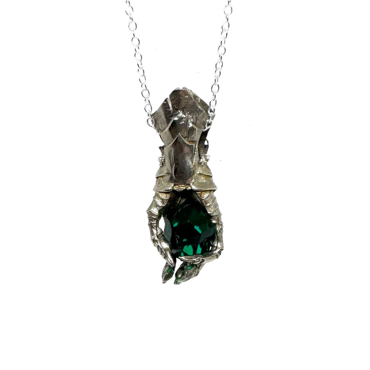Abaddon Small Bronze Pendant Emerald Nano Quartz and Onyx