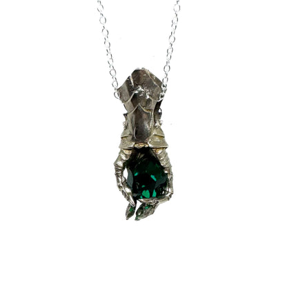 Abaddon Small Bronze Pendant Emerald Nano Quartz and Onyx