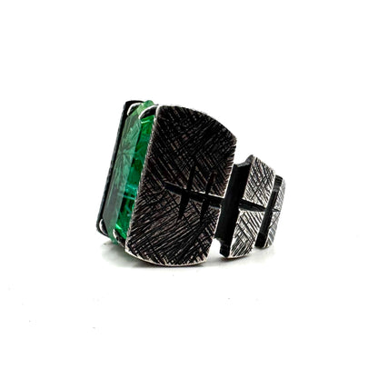 Citadel Ring With Green Bridewell in Sterling Silver