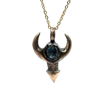 Horned Divinity Necklace In Bronze