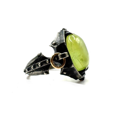 Prehnite Citadel Ring in Sterling Silver