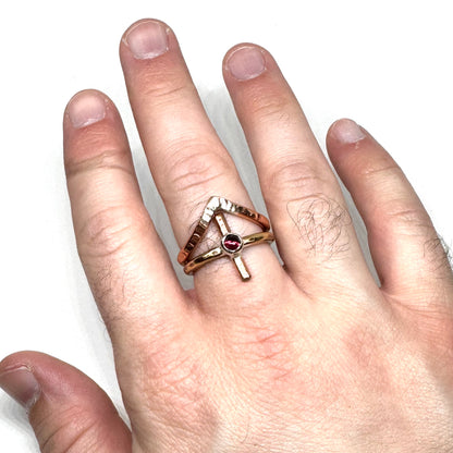 Sigil Cross Stacker in Copper and Brass