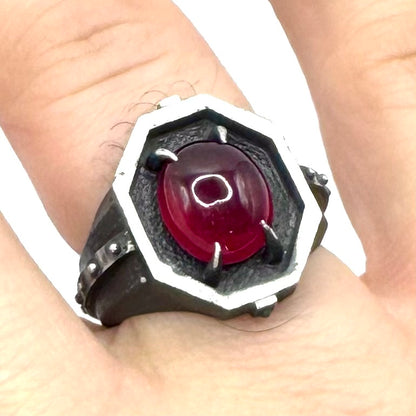 Citadel Ring With Ruby in Sterling Silver