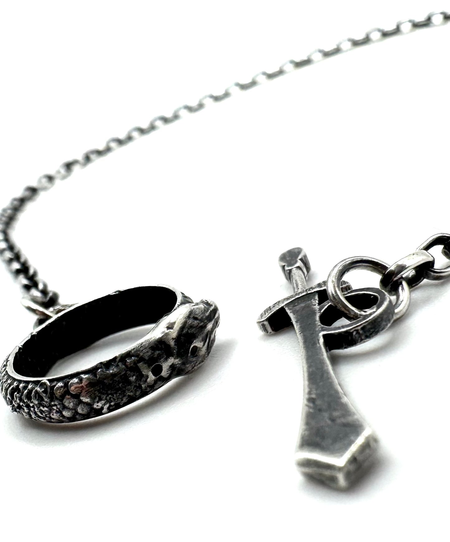 The Eternal Coil Sterling Silver 3.2mm Rolo Chain With Snake Ouroboros Athame Toggle Clasp