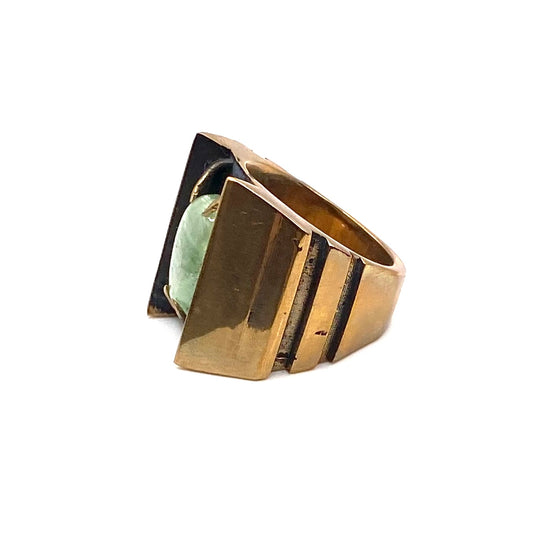 Aeternitas Moss Kyanite Bronze Brutalist Ring