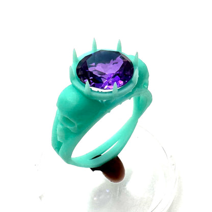 TO BE CAST - Cathedral Skull Ring With Amethyst In sterling Silver
