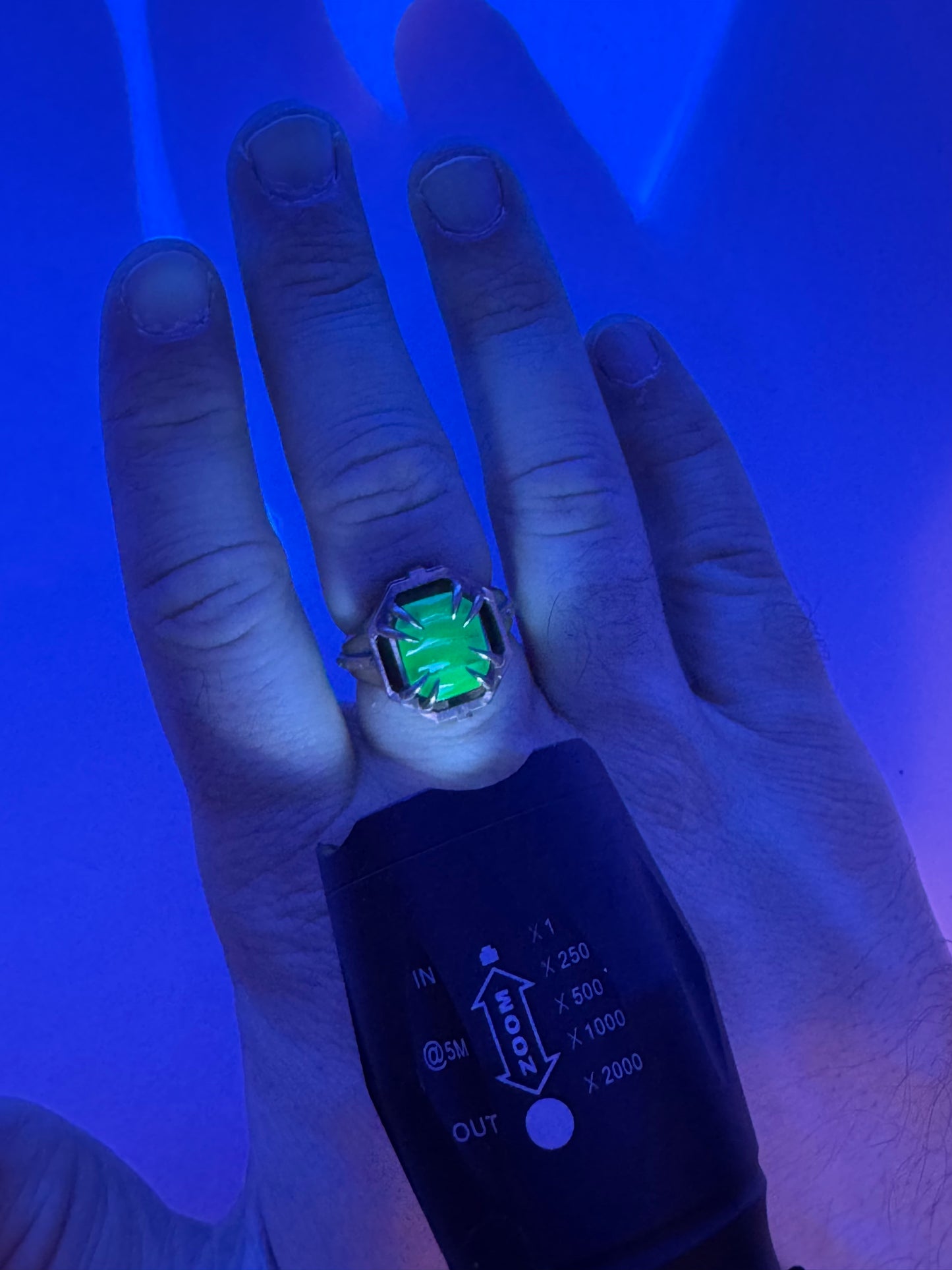 Citadel Ring With Uranium Glass in Bronze