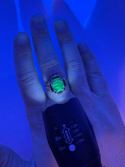 Citadel Ring With Uranium Glass in Bronze