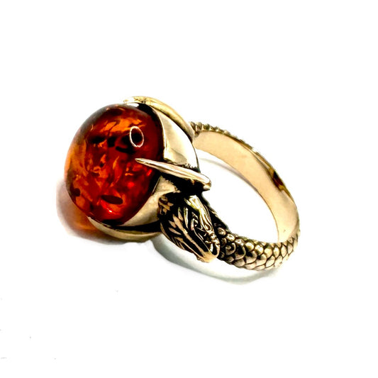 Cleopatra’s End Ring Amber in Bronze