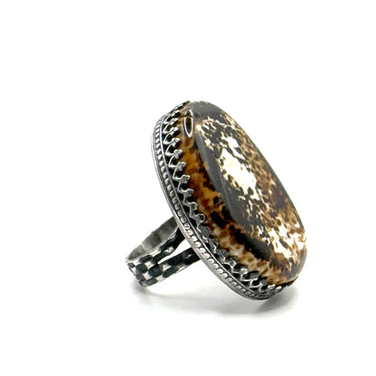 Ring of the Mage Set with Fossilized Mammoth Bone in Sterling Silver Ring