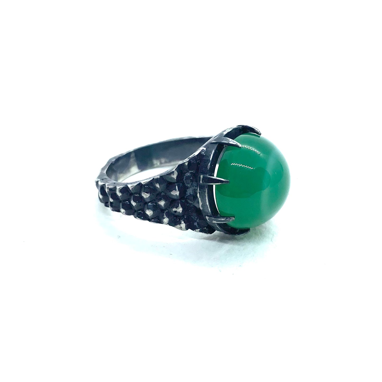 Dragon’s Claw with Green onyx in Sterling Silver