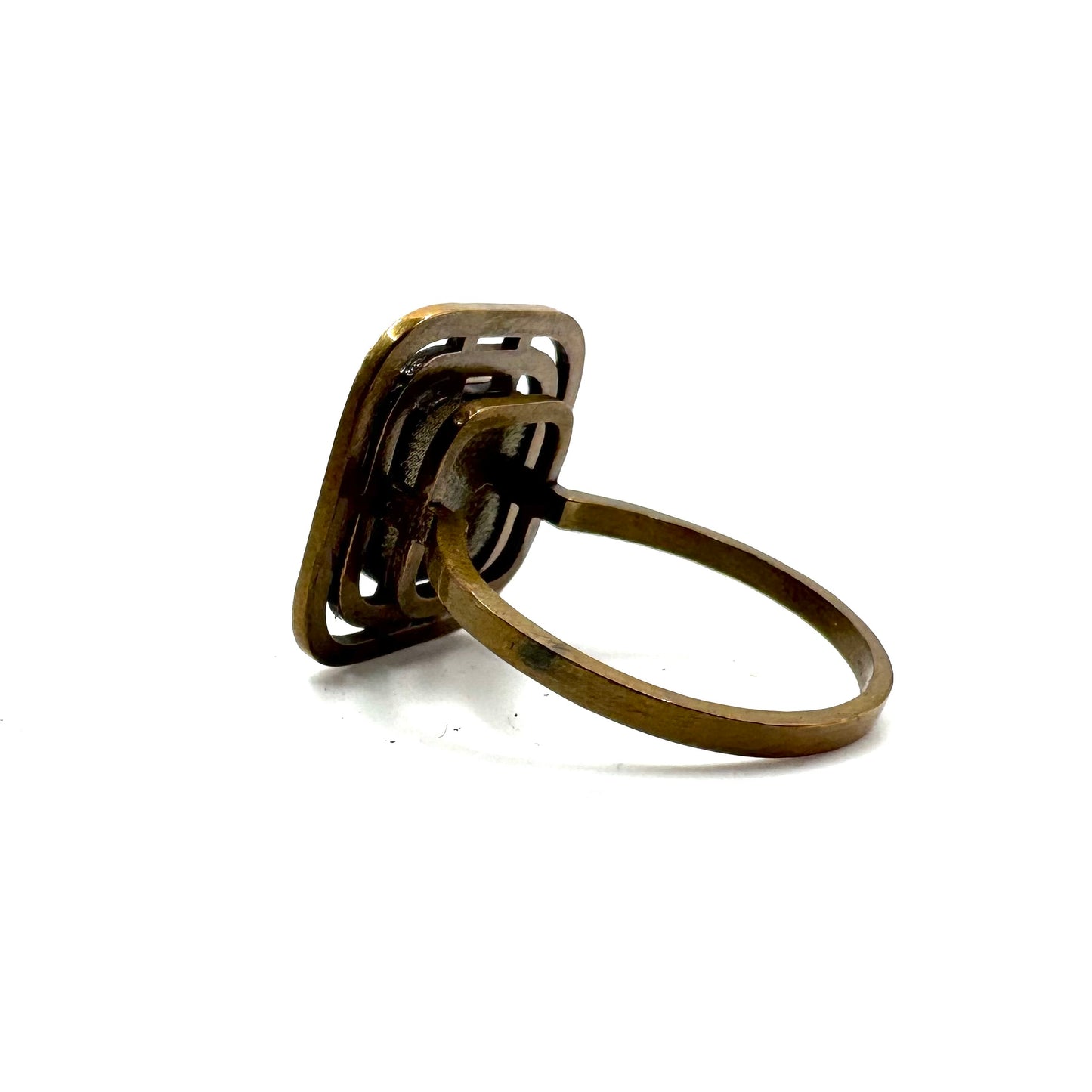 Brutalist Modern Ring in Bronze
