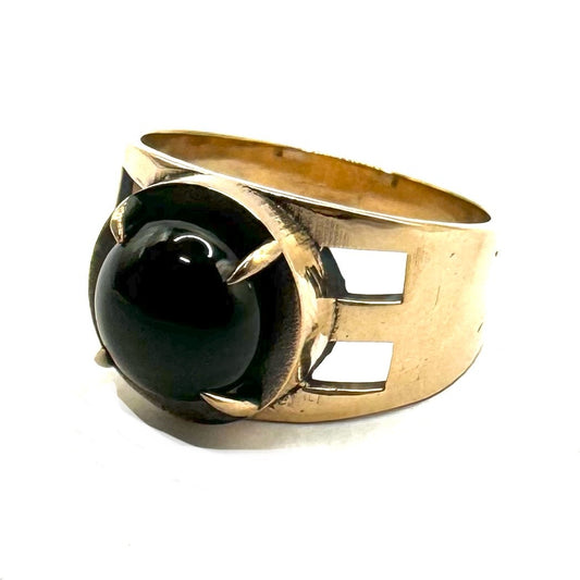 Spellweaver Bronze Black Onyx Brutalist Ring