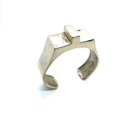 Bronze Brutalist Thin I Cuff Bracelet