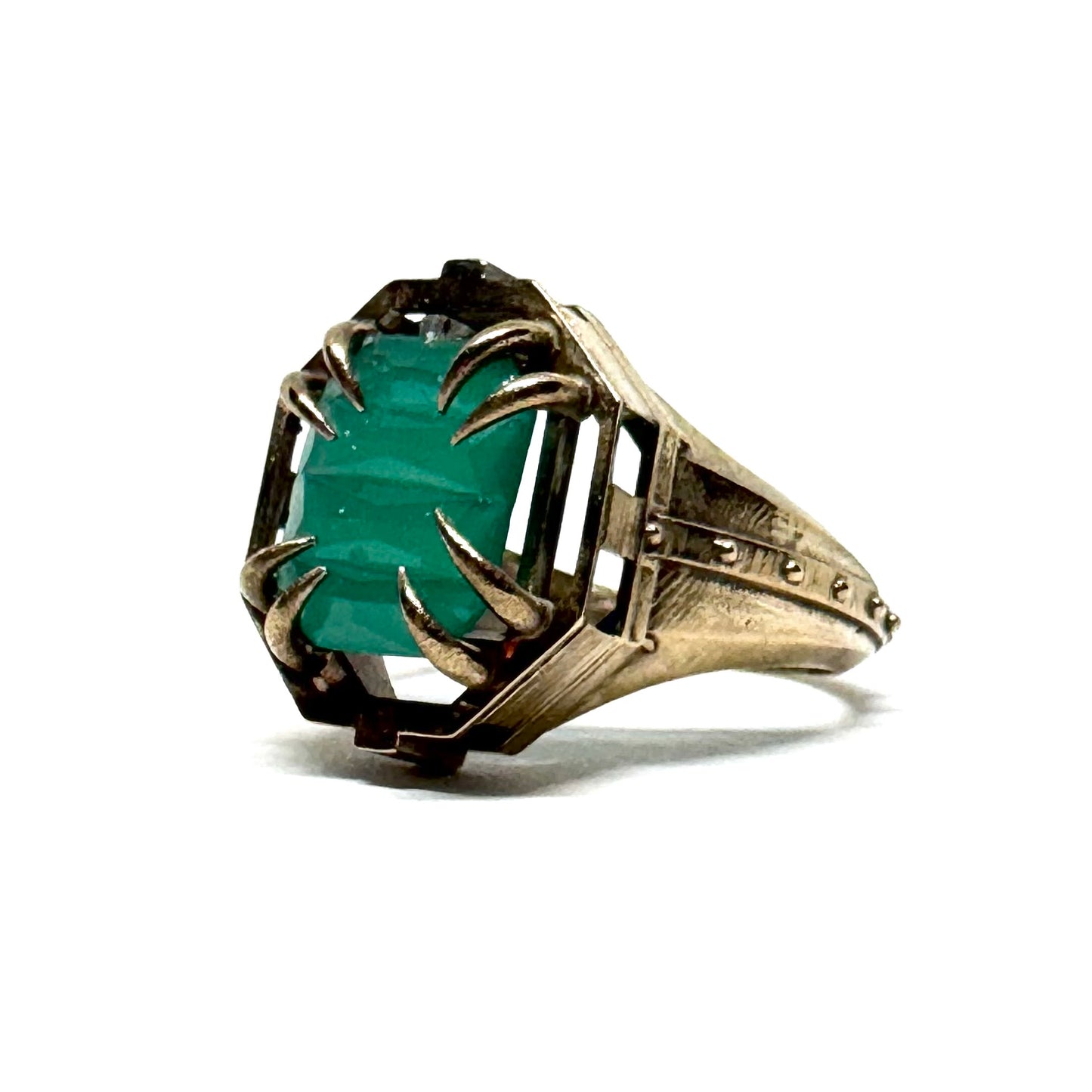 Citadel Ring With Uranium Glass in Bronze