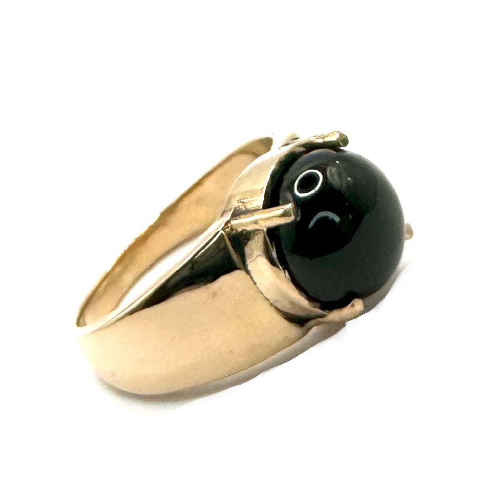 Draco Brutalist Ring with Onyx in Bronze