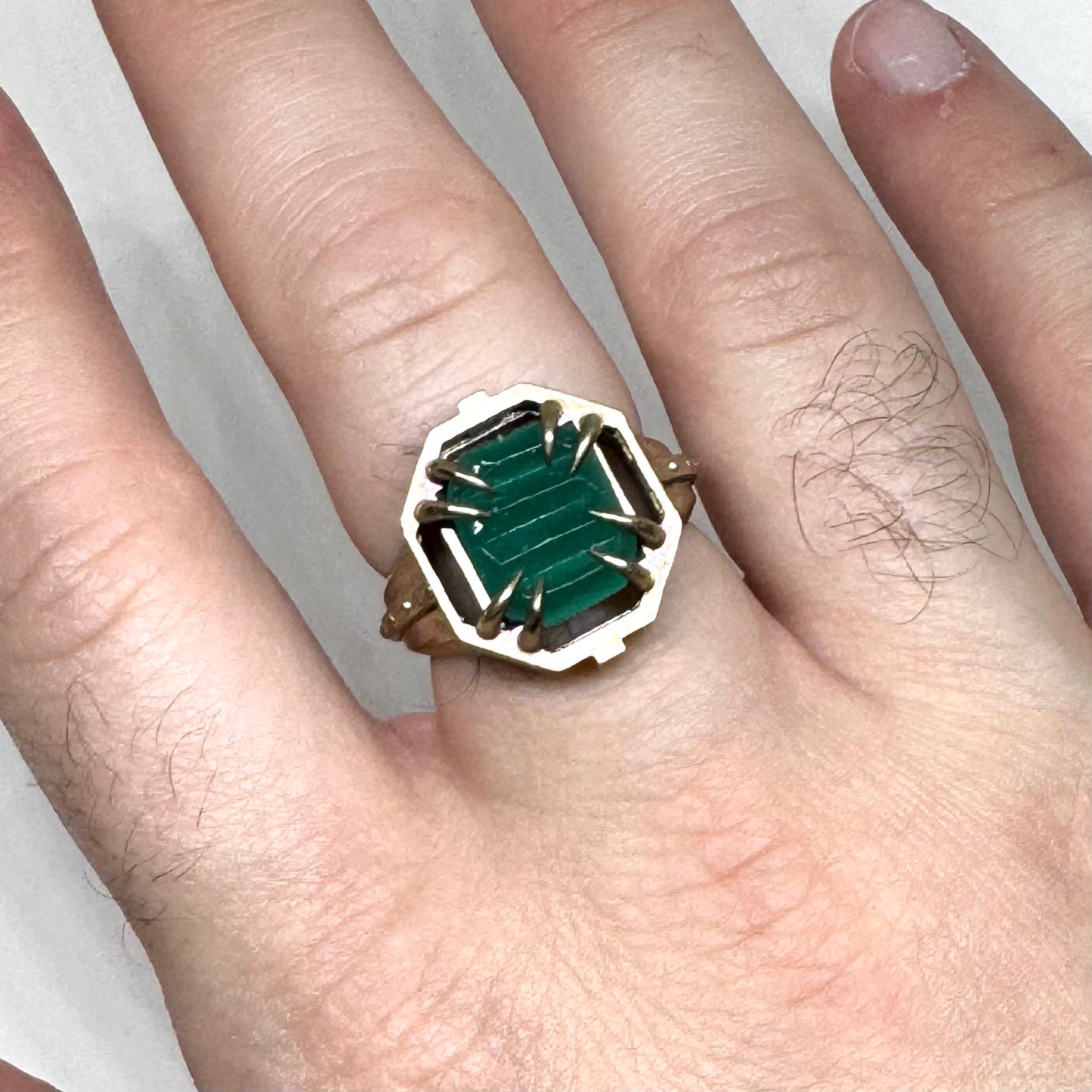 Citadel Ring With Uranium Glass in Bronze