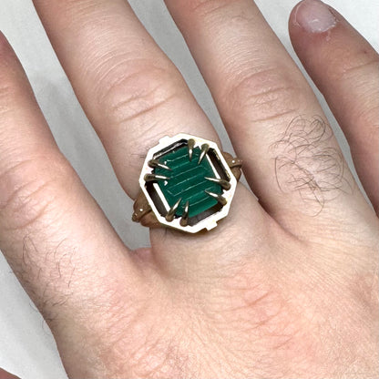 Citadel Ring With Uranium Glass in Bronze