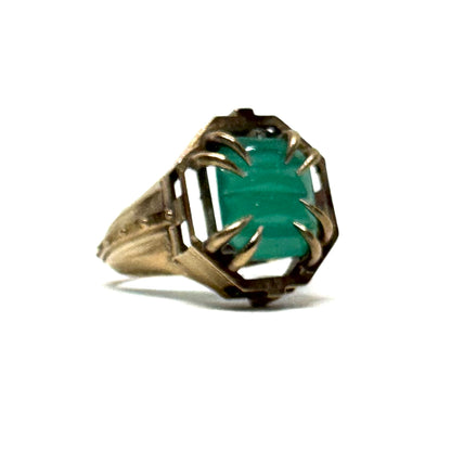Citadel Ring With Uranium Glass in Bronze
