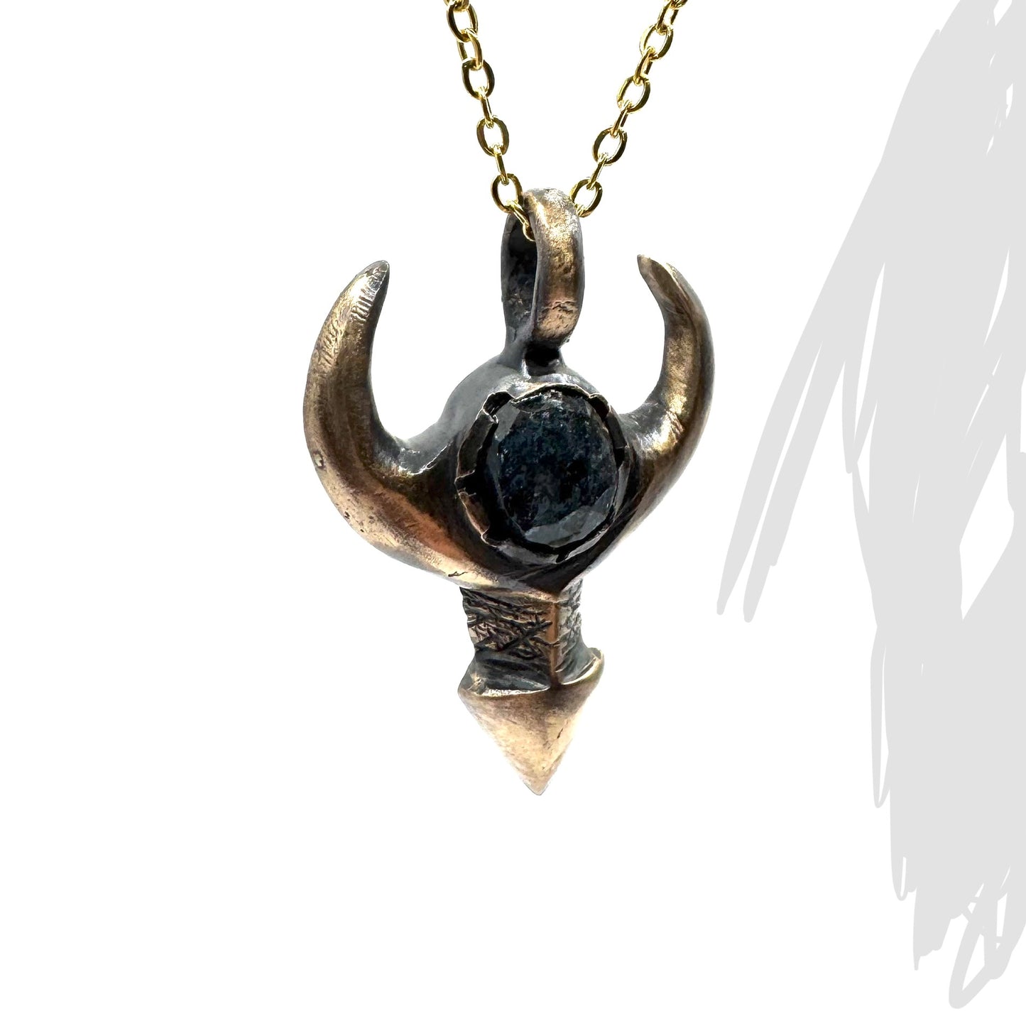 Horned Divinity Necklace In Bronze