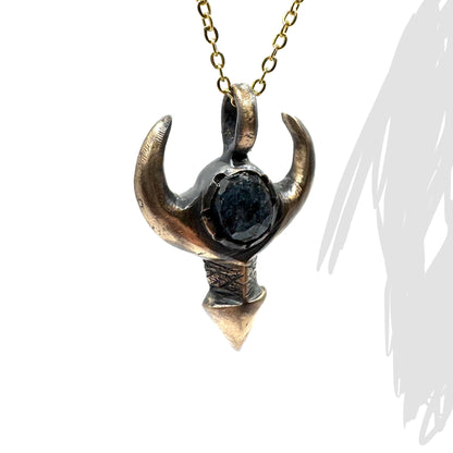 Horned Divinity Necklace In Bronze
