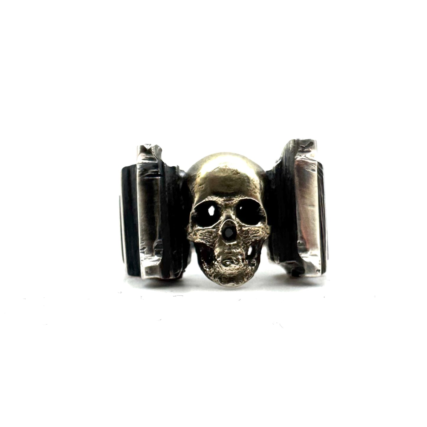 Skull Ring in Sterling Silver and bronze