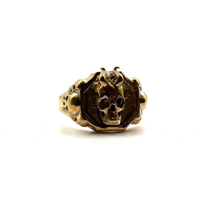 Necrotic Crown Skull Ring Bronze