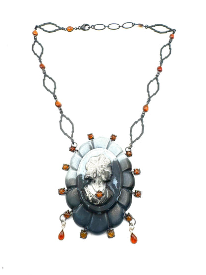 Mourning Necklace Vulcanite and Sterling Silver