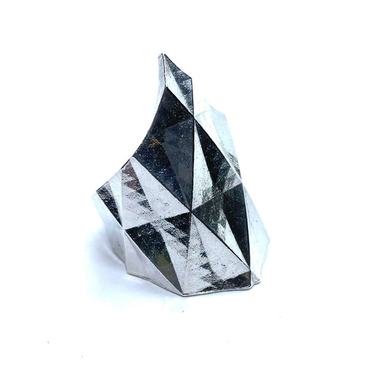 Faceted Brutalist Ring In Sterling Silver