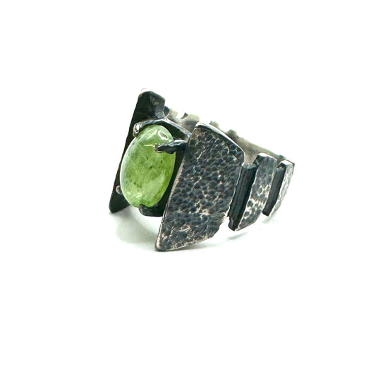 Blackguard’s Ring with Moss Kyanite in Sterling Silver
