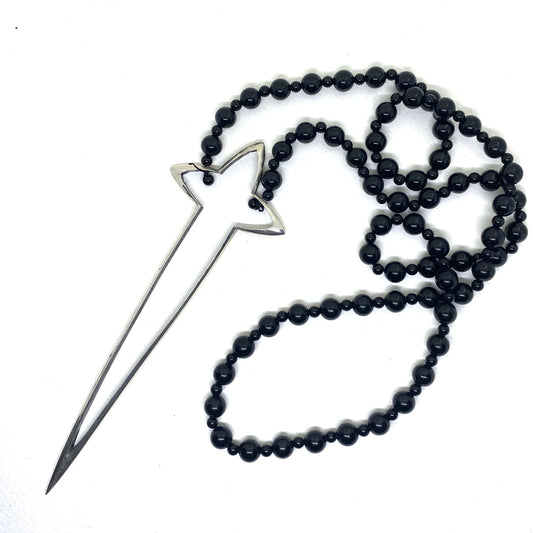 Sword Cross and black onyx Sterling Silver Necklace