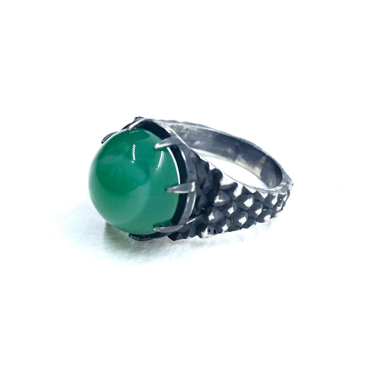 Dragon’s Claw with Green onyx in Sterling Silver