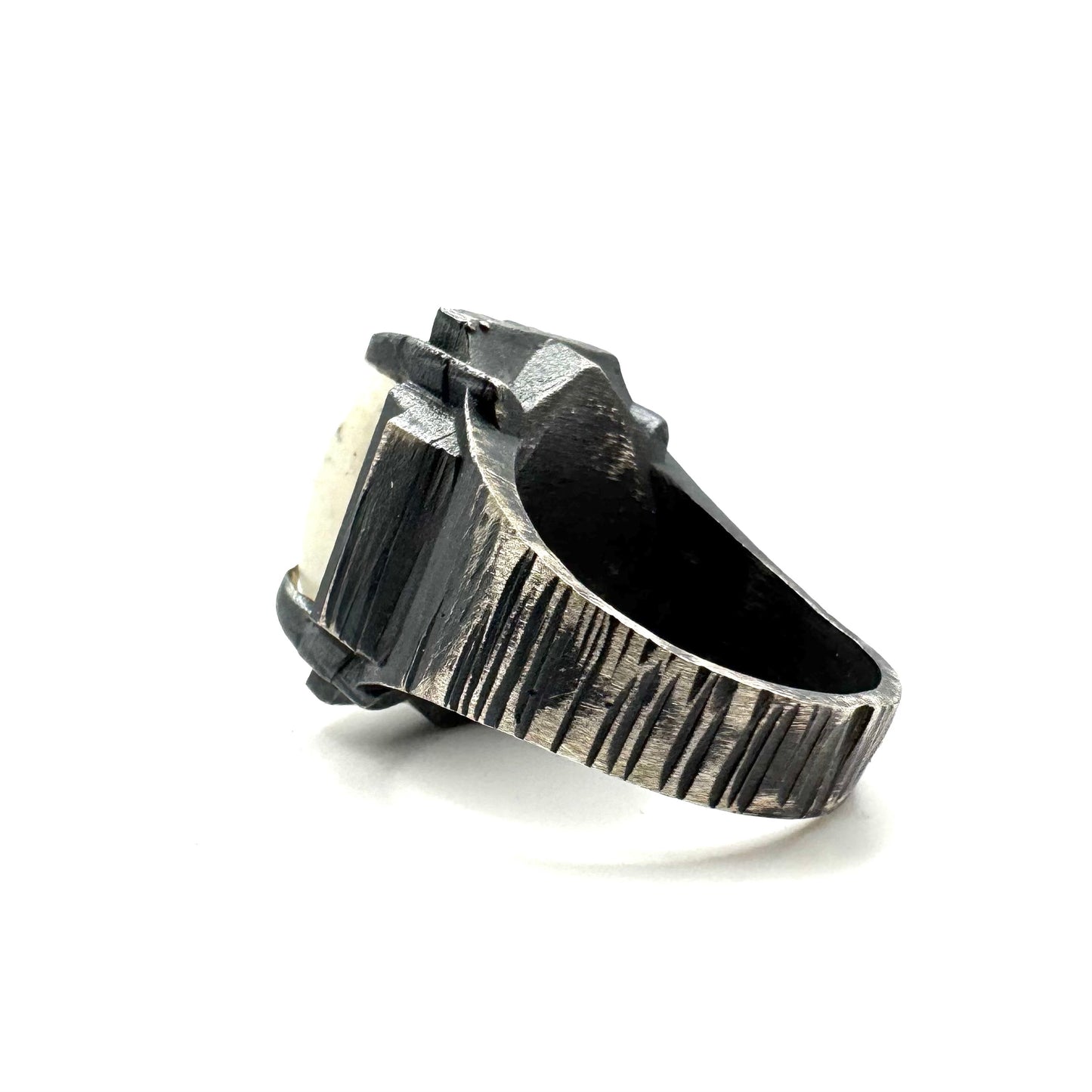 Moonstone Brutalist Ring in Sterling Silver