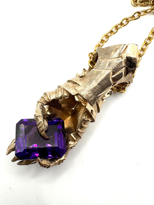 Abaddon Small Bronze Pendant Amethyst and Onyx