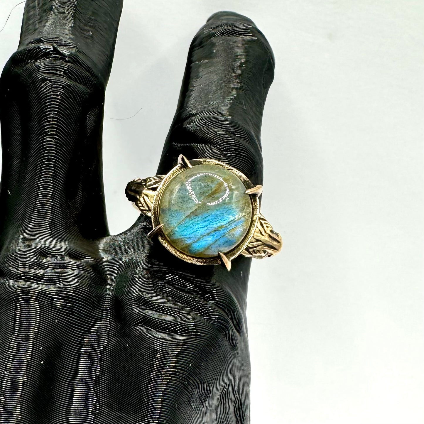 Cleopatra’s End Ring Labradorite in Bronze