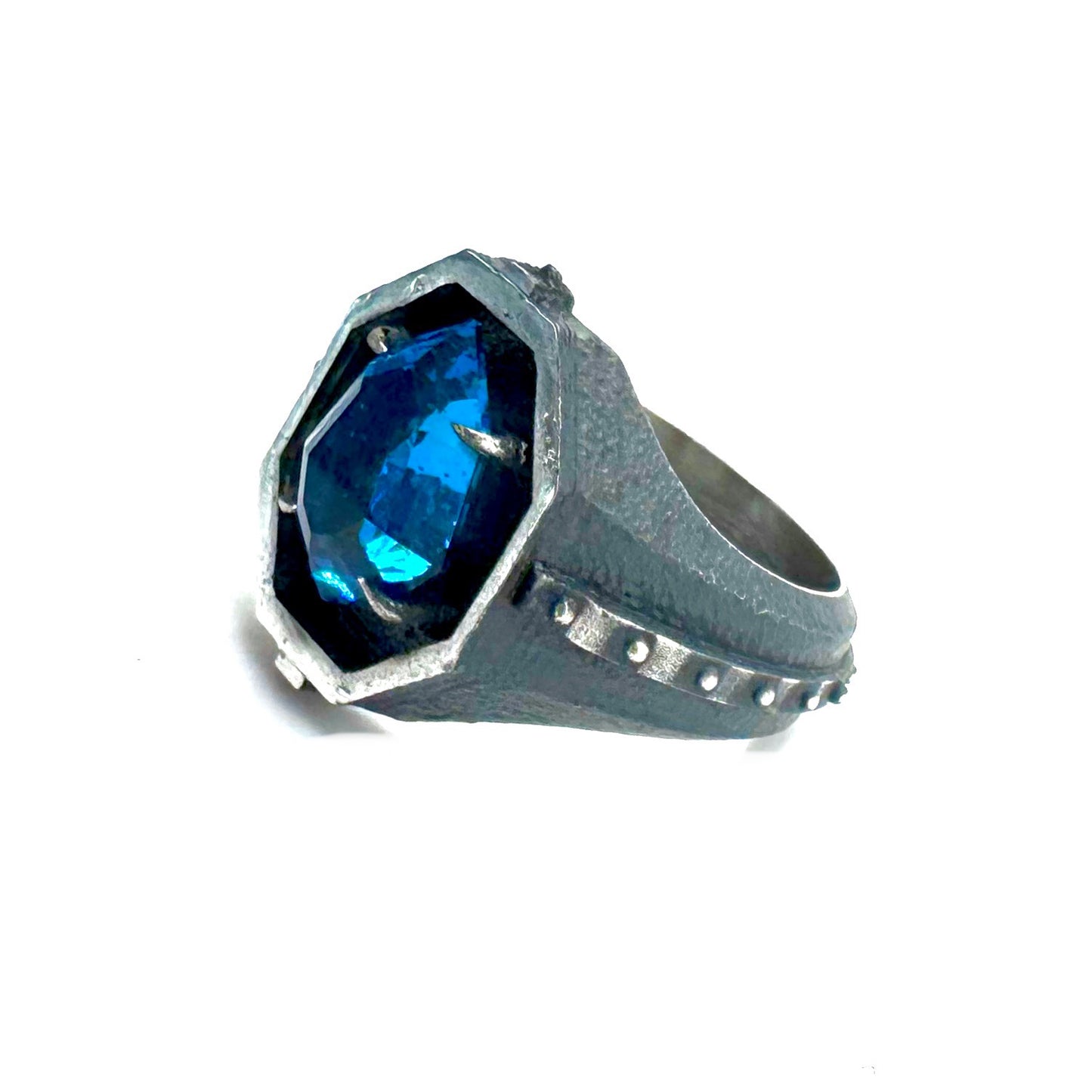 Citadel Ring With Blue Bridewell in Sterling Silver