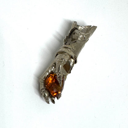 Abaddon Large White Bronze Pendant Gauntlet with Mediera Citrine