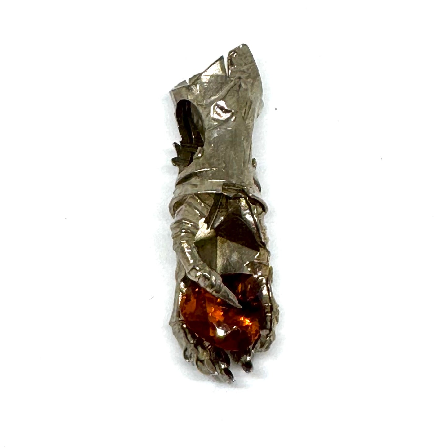 Abaddon Large White Bronze Pendant Gauntlet with Mediera Citrine