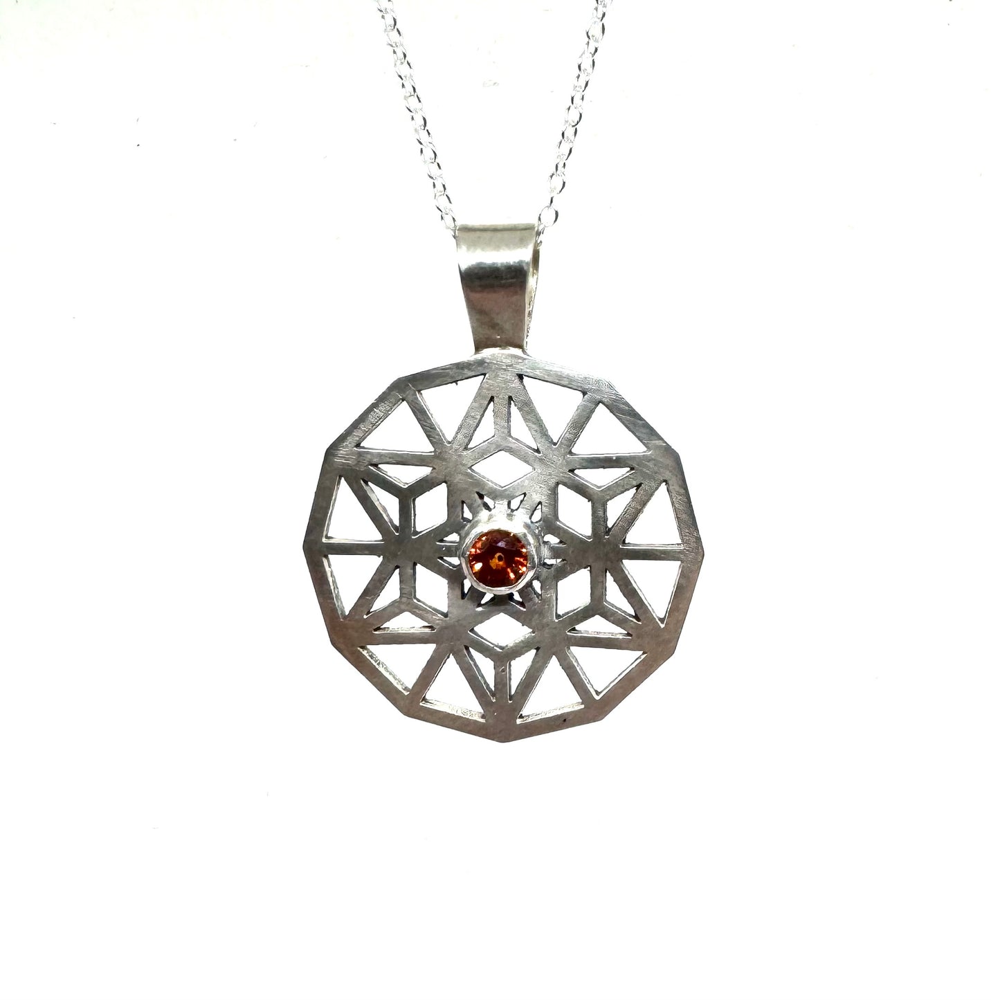 Solomon Key Pendant In Sterling silver with Mediera Citrine