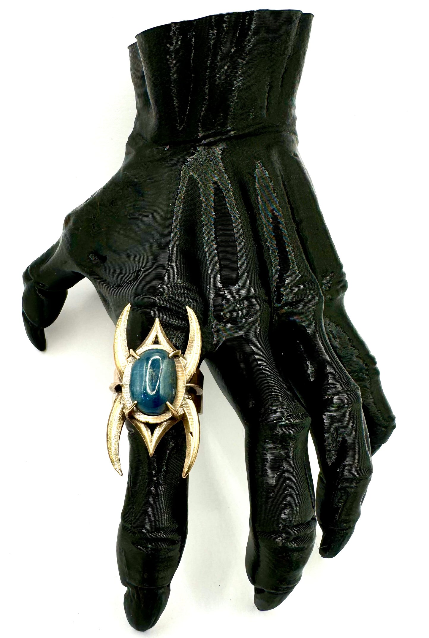 Spine Bronze Blue Kyanite Brutalist Ring