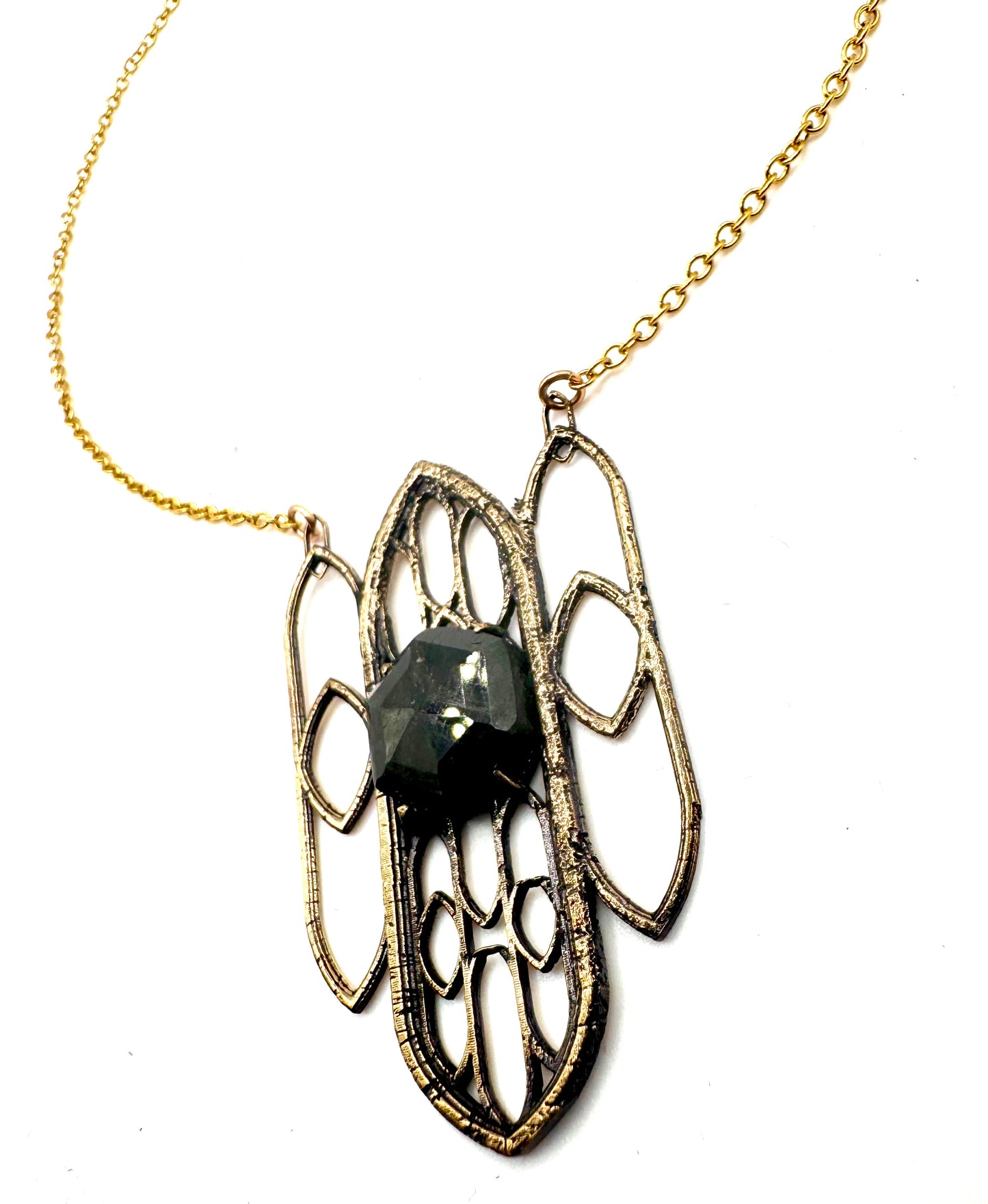 Silversheen Sapphire Cathedral Necklace In Bronze