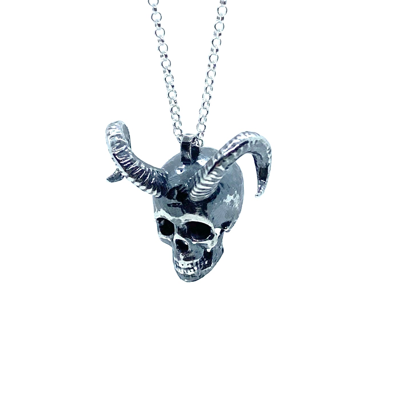 Demon Slayer Skull Necklace Sterling Silver