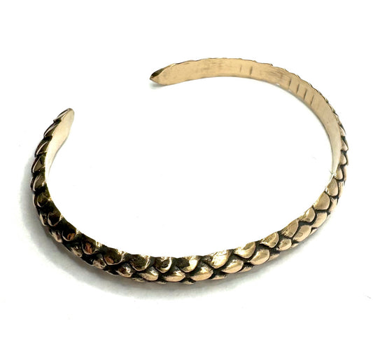 Ouroboros Snake Skin Cuff Bracelet In Bronze