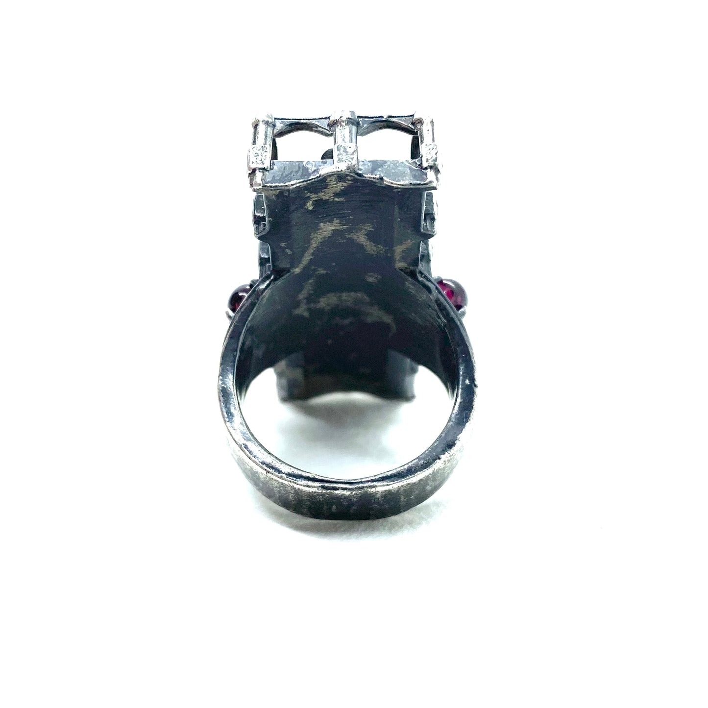 Arthurian Black Knight Ring in Sterling Silver and Garnet
